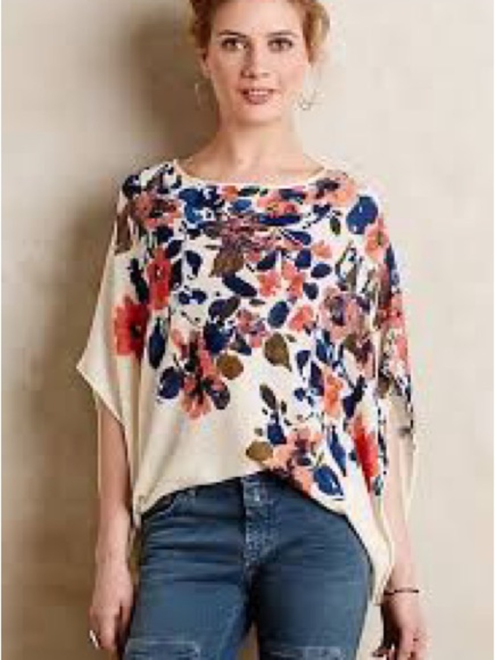 Anthropologie Moth Florette Printed Poncho
